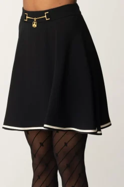 Elisabetta Franchi Minigonna a Ruota In Crêpe FluidoNERO/BURRO