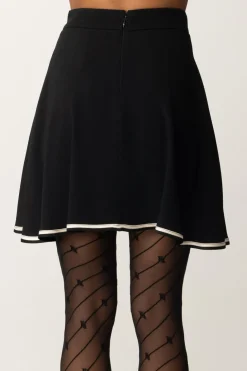 Elisabetta Franchi Minigonna a Ruota In Crêpe FluidoNERO/BURRO