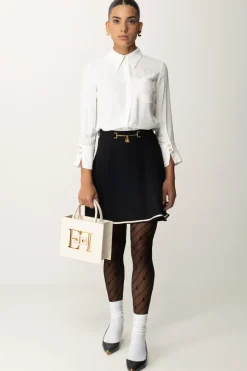 Elisabetta Franchi Minigonna a Ruota In Crêpe FluidoNERO/BURRO