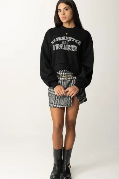 Elisabetta Franchi Minigonna a Portafoglio In Tweed LaminatoBURRO/NERO