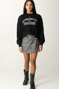 Elisabetta Franchi Minigonna a Portafoglio In Tweed LaminatoBURRO/NERO