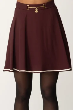 Elisabetta Franchi Minigonna a Ruota In Crêpe FluidoROUGE NOIR/BURRO