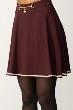 Elisabetta Franchi Minigonna a Ruota In Crêpe FluidoROUGE NOIR/BURRO