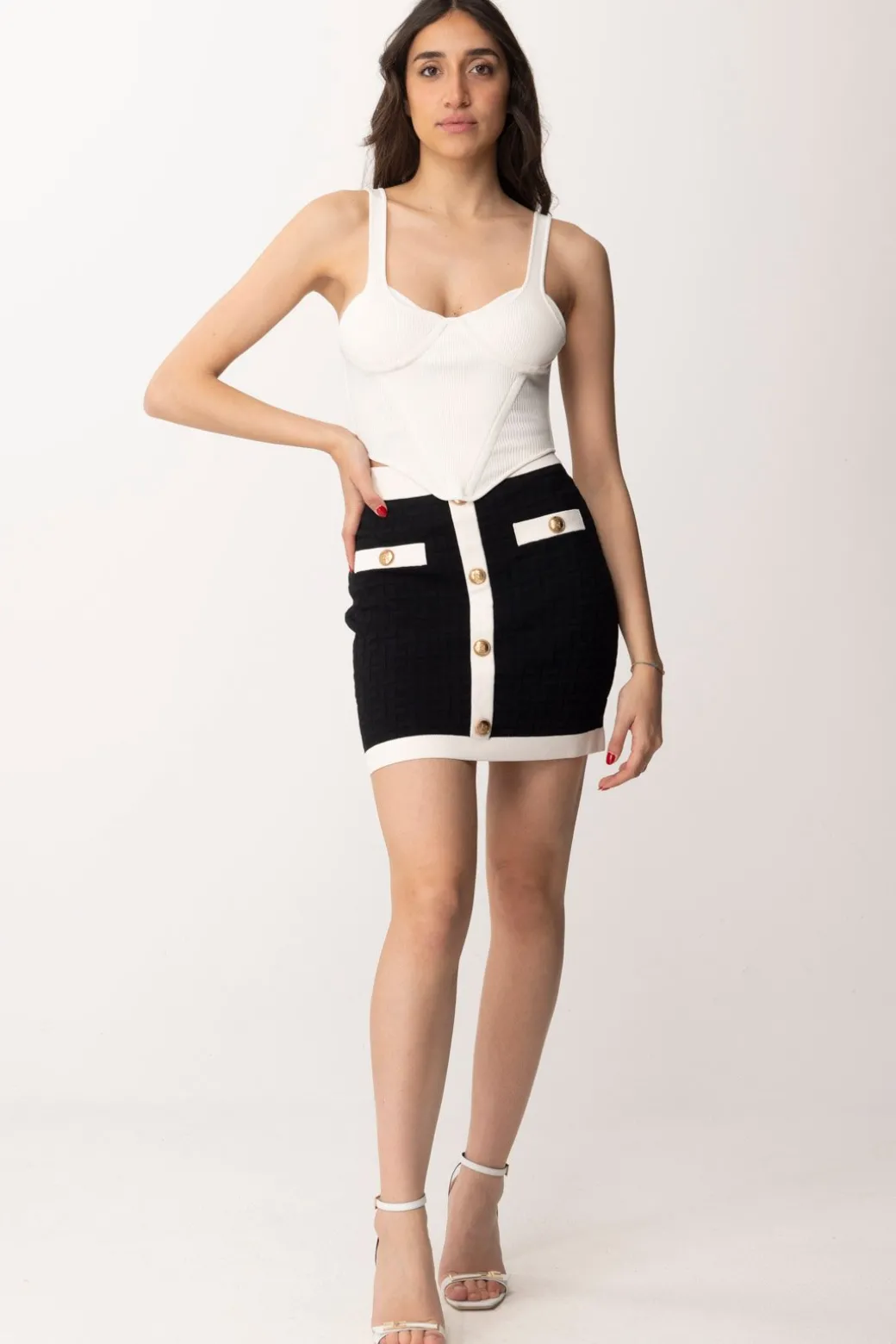 Elisabetta Franchi Minigonna EmbossedNERO