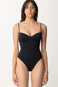 Elisabetta Franchi Monokini con Taglio Coppe e LogoNERO