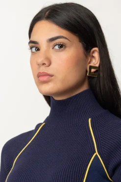 Elisabetta Franchi Orecchini Logo C con StrassORO GIALLO