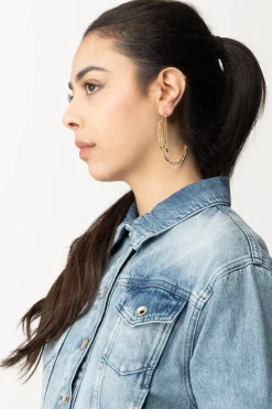 Elisabetta Franchi Orecchini a Cerchio con CharmsORO GIALLO