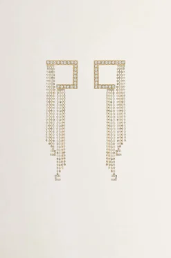 Elisabetta Franchi Orecchini C con Frange In StrassORO GIALLO