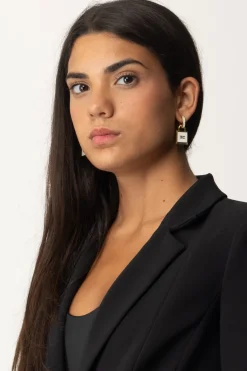 Elisabetta Franchi Orecchini con Strass e LucchettoORO GIALLO/AVORIO