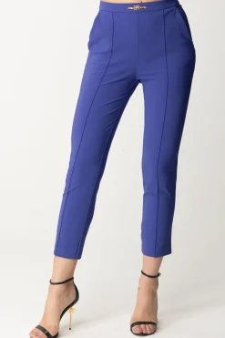 Elisabetta Franchi Pantaloni con Piping e Logo In VitaBLUE INDACO