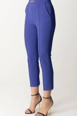 Elisabetta Franchi Pantaloni con Piping e Logo In VitaBLUE INDACO