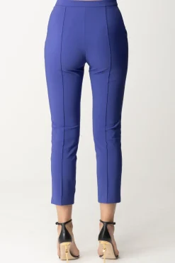 Elisabetta Franchi Pantaloni con Piping e Logo In VitaBLUE INDACO