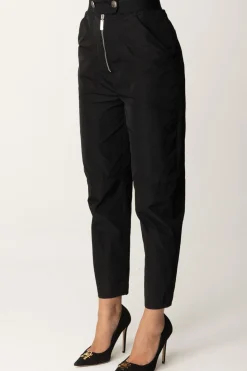 Elisabetta Franchi Pantaloni Boyfriend In Nylon con ZipNERO