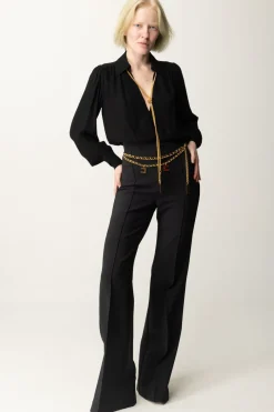 Elisabetta Franchi Pantaloni Palazzo con Catena e CharmsNERO