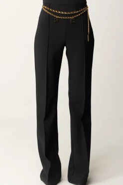 Elisabetta Franchi Pantaloni Palazzo con Catena e CharmsNERO