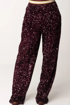 Elisabetta Franchi Pantaloni In Ciniglia Full PaillettesROUGE NOIR