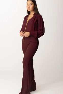 Elisabetta Franchi Pantaloni In Crepe Stretch con Morsetto In VitaROUGE NOIR