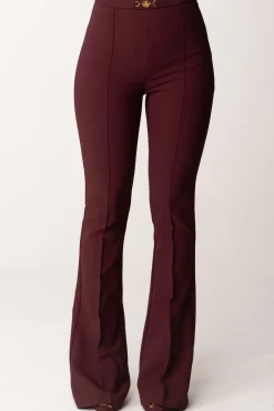 Elisabetta Franchi Pantaloni In Crepe Stretch con Morsetto In VitaROUGE NOIR