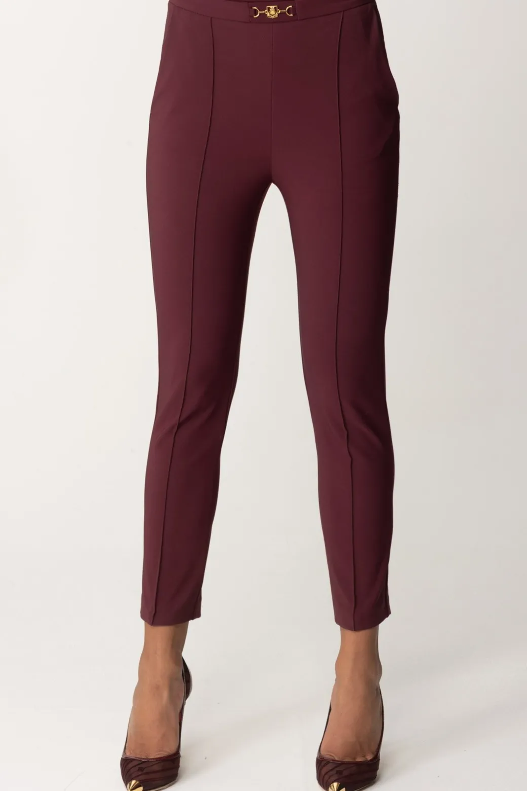 Elisabetta Franchi Pantaloni Dritti In Tessuto TecnicoROUGE NOIR