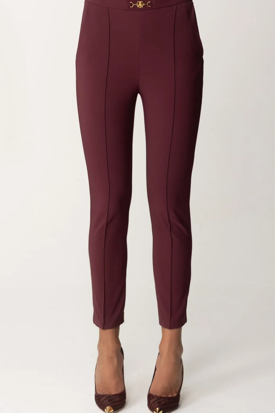 Elisabetta Franchi Pantaloni Dritti In Tessuto TecnicoROUGE NOIR