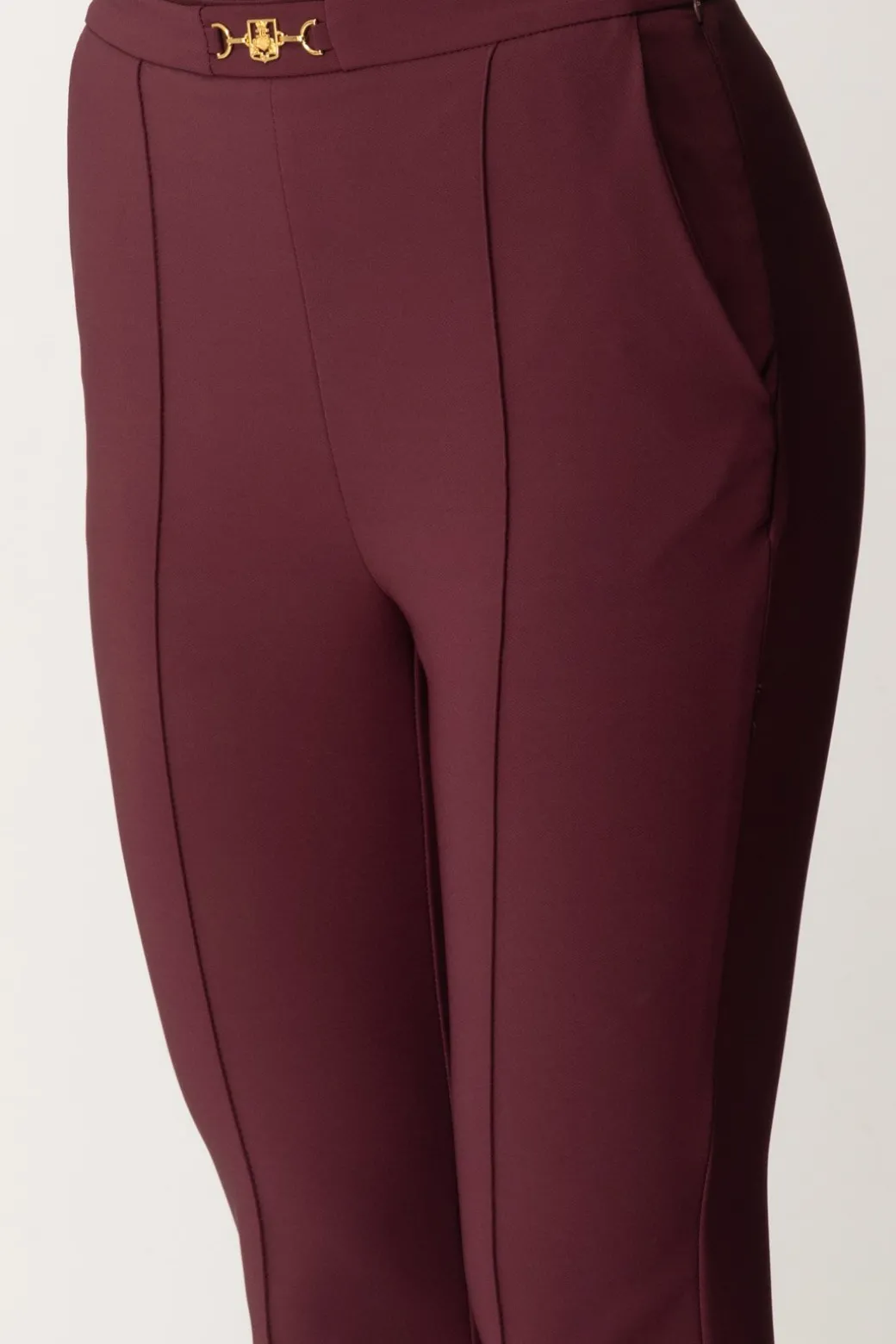 Elisabetta Franchi Pantaloni Dritti In Tessuto TecnicoROUGE NOIR