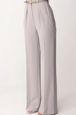 Elisabetta Franchi Pantalone Dritti con CinturaPERLA