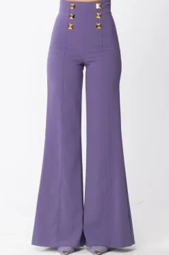 Elisabetta Franchi Pantaloni Palazzo con Maxi BorchieAMETISTA