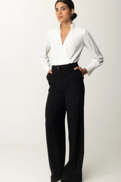 Elisabetta Franchi Pantaloni Dritti a Gampa AmpiaNERO
