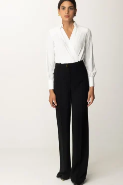 Elisabetta Franchi Pantaloni Dritti a Gampa AmpiaNERO