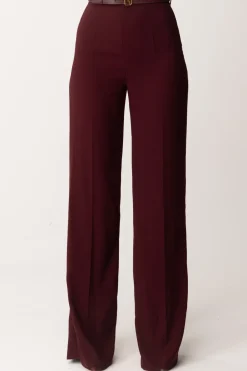 Elisabetta Franchi Pantaloni Palazzo In Raso con CinturaROUGE NOIR
