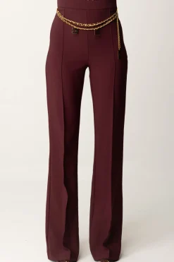 Elisabetta Franchi Pantaloni Palazzo con Catena e CharmsROUGE NOIR