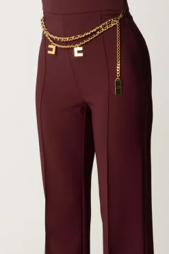 Elisabetta Franchi Pantaloni Palazzo con Catena e CharmsROUGE NOIR