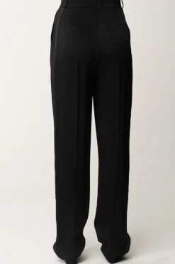 Elisabetta Franchi Pantaloni Dritti In Satin con PincesNERO