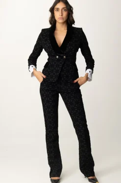 Elisabetta Franchi Pantaloni con Stampa Flock e CinturaNERO