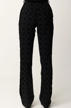Elisabetta Franchi Pantaloni con Stampa Flock e CinturaNERO