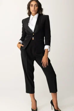 Elisabetta Franchi Pantaloni Crop con Pinces e Stiro PiegaNERO