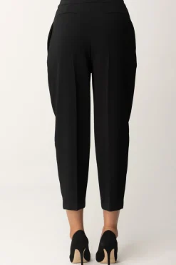 Elisabetta Franchi Pantaloni Crop con Pinces e Stiro PiegaNERO