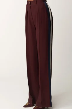 Elisabetta Franchi Pantalone Dritto In Crêpe Enver SatinROUGE NOIR
