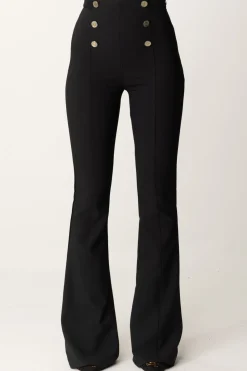 Elisabetta Franchi Pantaloni a Zampa con Fascione In RasoNERO