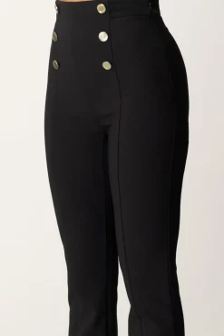 Elisabetta Franchi Pantaloni a Zampa con Fascione In RasoNERO