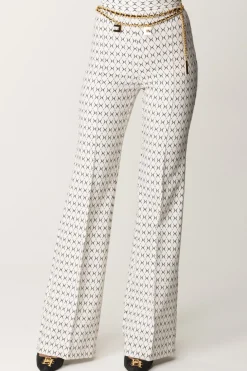 Elisabetta Franchi Pantaloni Stampa Rombo con CatenaBURRO/NERO