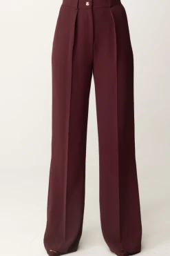 Elisabetta Franchi Pantaloni Dritti con Pinces e LogoROUGE NOIR