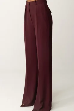 Elisabetta Franchi Pantaloni Dritti con Pinces e LogoROUGE NOIR