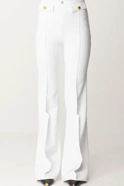 Elisabetta Franchi Pantaloni Stretch con Logo In VitaAVORIO