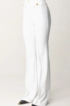 Elisabetta Franchi Pantaloni Stretch con Logo In VitaAVORIO