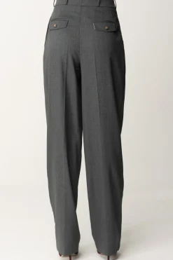 Elisabetta Franchi Pantaloni Ampi In Fresco LanaSTEEL MELANGE