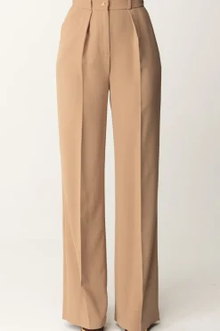 Elisabetta Franchi Pantaloni Dritti con Pinces e LogoCAMEL