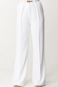 Elisabetta Franchi Pantalone Dritti con CinturaAVORIO