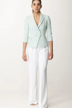 Elisabetta Franchi Pantalone Dritti con CinturaAVORIO