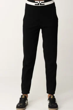 Elisabetta Franchi Pantaloni Jogger In ViscosaNERO/BURRO
